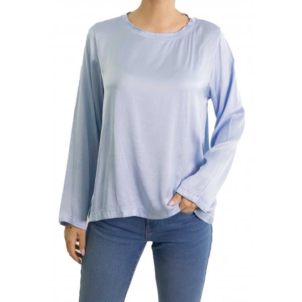 Blusa girocollo tinta unita 